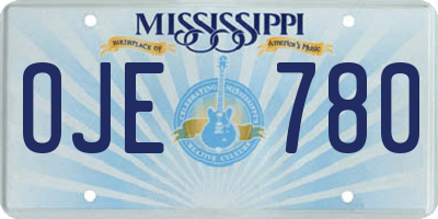 MS license plate OJE780