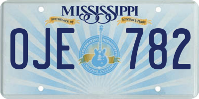 MS license plate OJE782