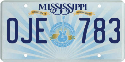 MS license plate OJE783