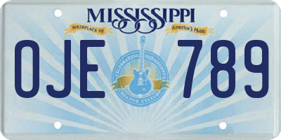 MS license plate OJE789