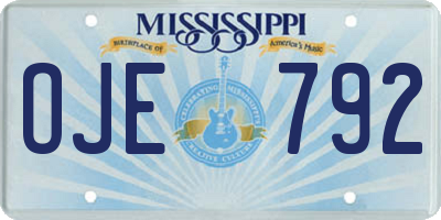 MS license plate OJE792