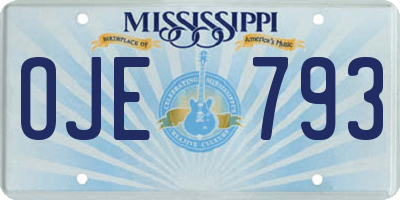 MS license plate OJE793