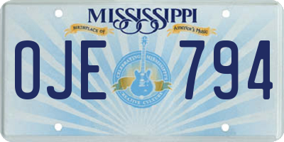 MS license plate OJE794