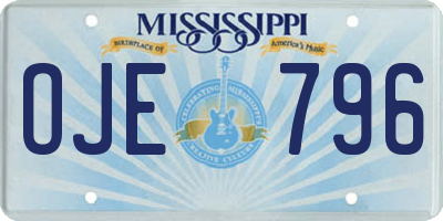 MS license plate OJE796