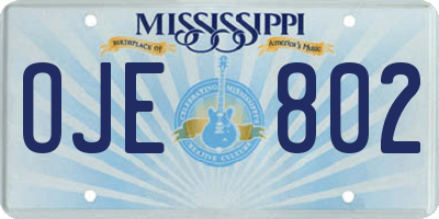 MS license plate OJE802