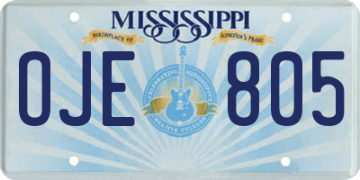 MS license plate OJE805