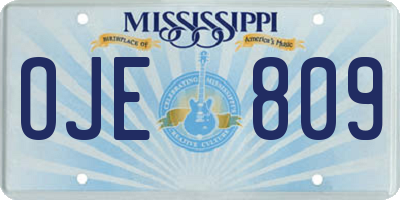 MS license plate OJE809