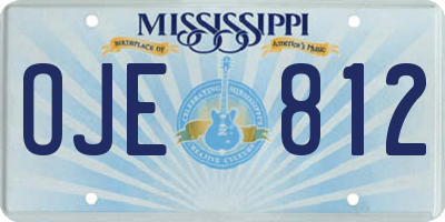 MS license plate OJE812