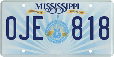 MS license plate OJE818