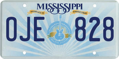MS license plate OJE828