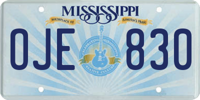 MS license plate OJE830