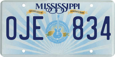 MS license plate OJE834