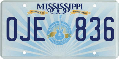 MS license plate OJE836