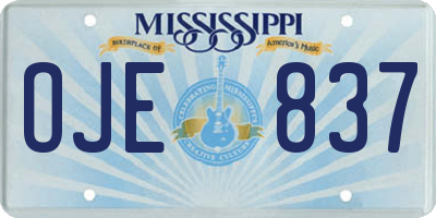 MS license plate OJE837
