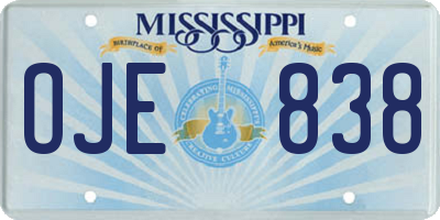 MS license plate OJE838