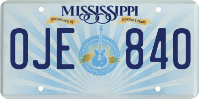MS license plate OJE840