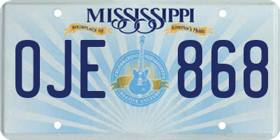 MS license plate OJE868