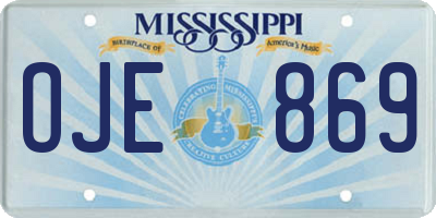 MS license plate OJE869