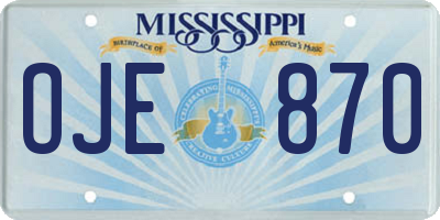 MS license plate OJE870