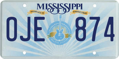 MS license plate OJE874