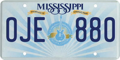 MS license plate OJE880