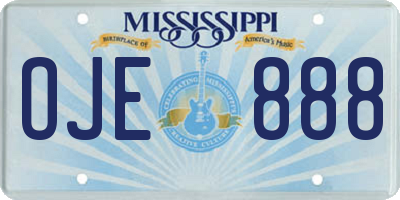 MS license plate OJE888