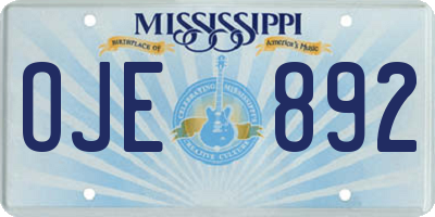 MS license plate OJE892