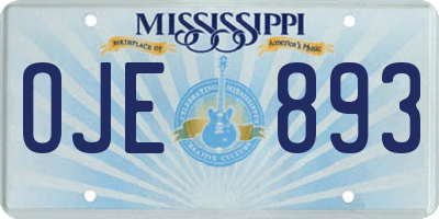 MS license plate OJE893