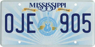MS license plate OJE905