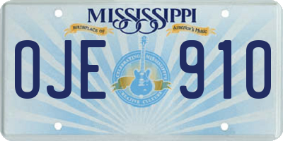 MS license plate OJE910