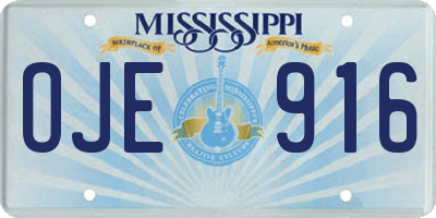 MS license plate OJE916