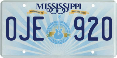 MS license plate OJE920