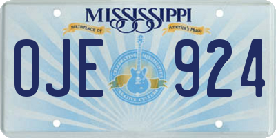 MS license plate OJE924