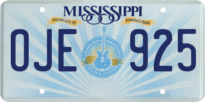 MS license plate OJE925
