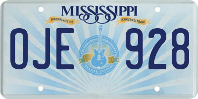 MS license plate OJE928