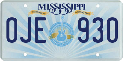 MS license plate OJE930