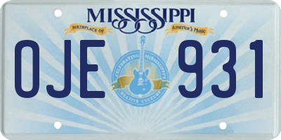 MS license plate OJE931