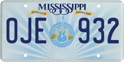 MS license plate OJE932