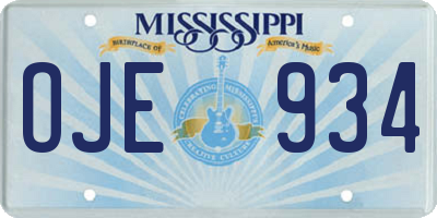 MS license plate OJE934