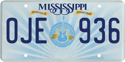 MS license plate OJE936