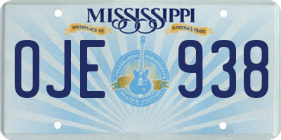 MS license plate OJE938