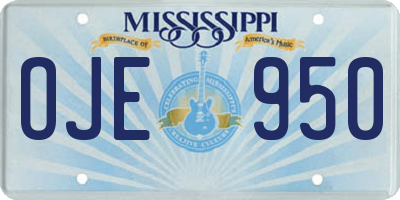 MS license plate OJE950