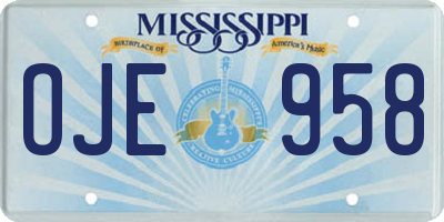 MS license plate OJE958