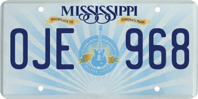 MS license plate OJE968