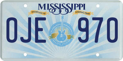 MS license plate OJE970