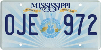 MS license plate OJE972