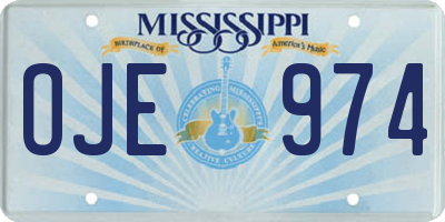 MS license plate OJE974
