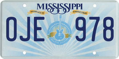 MS license plate OJE978