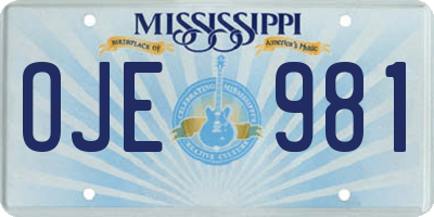 MS license plate OJE981