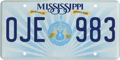 MS license plate OJE983
